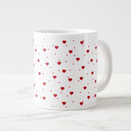 Red Valentines Hearts Muster Jumbo-Tasse (Vorderseite Rechts)