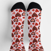 Red Valentines Hearts Pattern  Socken (Oben)