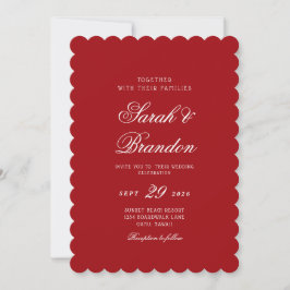 Red Valentines Minimalist Script Wedding Einladung