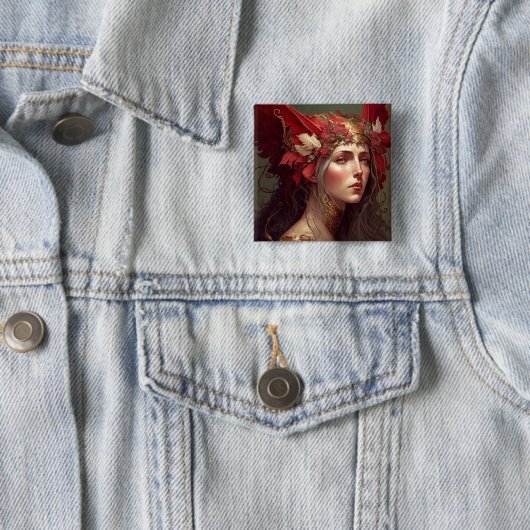 Red Valkyrie Fantasy Art Button (Beispiel)