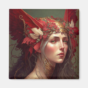 Red Valkyrie Fantasy Art Magnet