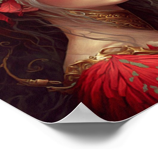 Red Valkyrie Fantasy Art Poster (Ecke)