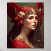 Red Valkyrie Fantasy Art Poster (Vorne)