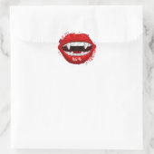 Red Vampire Lips & Fangs Runder Aufkleber (Tasche)