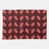 Red Vampire Lips Vampire Mouth Pattern Halloween Geschirrtuch (Horizontal)