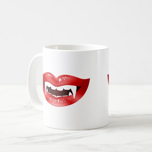 Red Vampire Mouths Illustriert Kaffeetasse (Vorderseite Links)