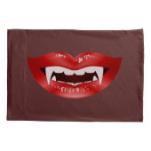 Red Vampire Mund mit Fanggeräten in dunkelroter Fa Kissenbezug (Rückseite)