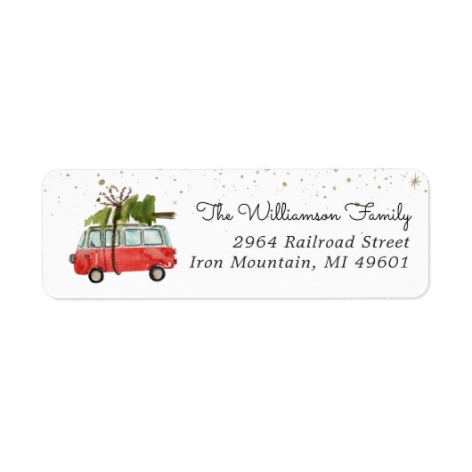 Red Van | Christmas Return Address Label (Vorne)