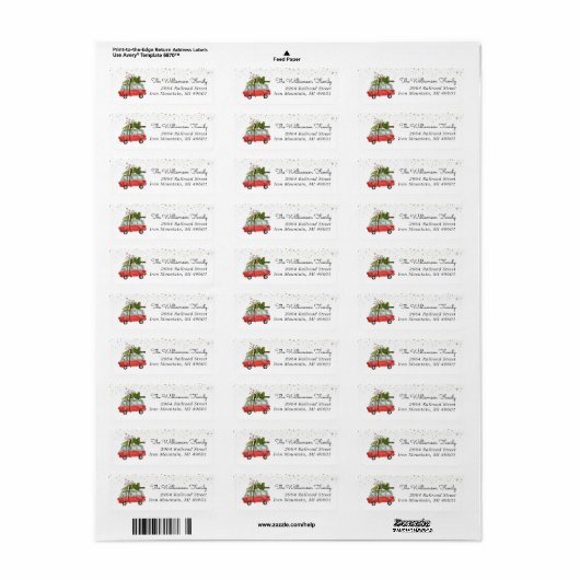 Red Van | Christmas Return Address Label (Vorne)