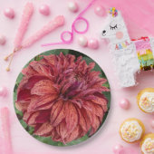 Red Variegated Dahlia Bloom Floral Pappteller (Party)