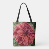 Red Variegated Dahlia Bloom Floral Tasche (Rückseite)