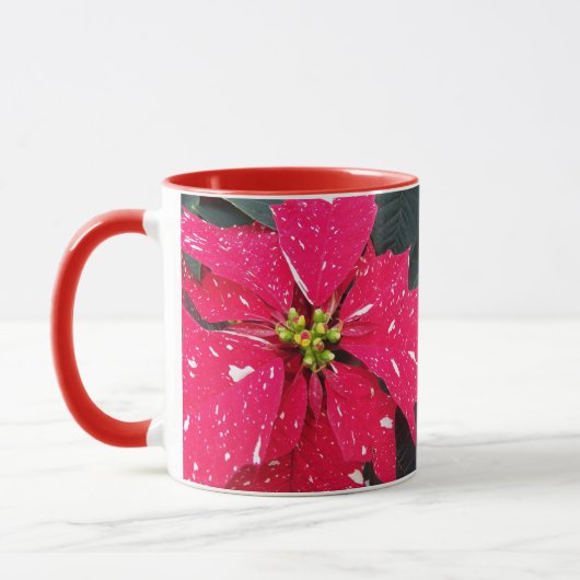 Red Variegated Poinsettia Holiday Tasse (Links)
