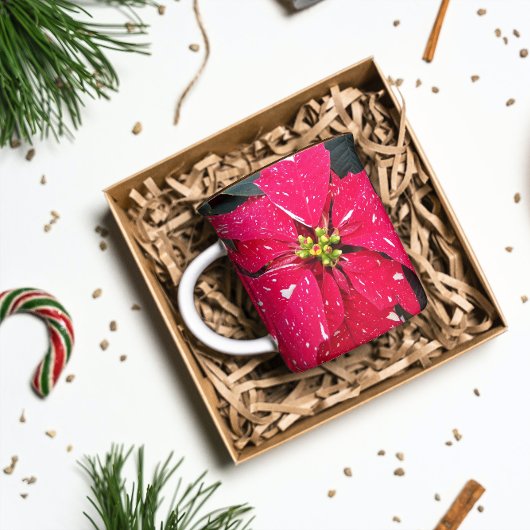 Red Variegated Poinsettia Holiday Tasse