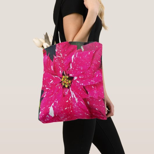 Red Variegated Poinsettia Holiday Tote Bag Tasche (Von Nahem)
