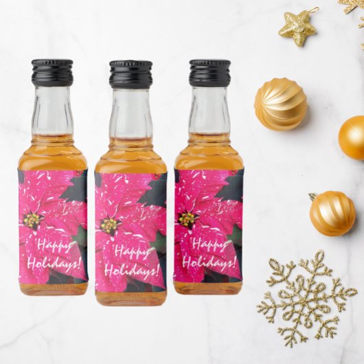 Red Variegated Poinsettias Holiday Alkoholflaschenetikett