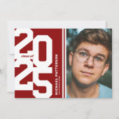 Red Varsity Sport Foto Graduation Party Einladung (Vorderseite)