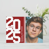 Red Varsity Sport Foto Graduation Party Einladung (Stehend Vorderseite)