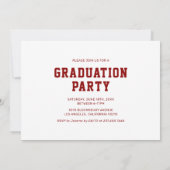 Red Varsity Sport Foto Graduation Party Einladung (Rückseite)