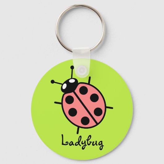Red Vector Ladybug (Grüner Hintergrund) Schlüsselanhänger (Vorderseite)