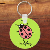 Red Vector Ladybug (Grüner Hintergrund) Schlüsselanhänger (Vorderseite)