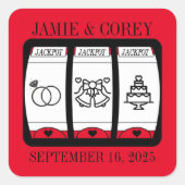 Red Vegas Wedding Quadratischer Aufkleber (Vorderseite)