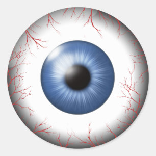 Red Vein Eyeballs Blue ID541 Runder Aufkleber