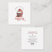 Red Velvet Baker Cupcake Logo Calligraphy Script  Quadratische Visitenkarte (Vorne/Hinten)