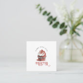 Red Velvet Baker Cupcake Logo Calligraphy Script  Quadratische Visitenkarte (Stehend Vorderseite)