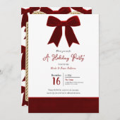 Red Velvet Bow Elegante Posh Foto Holiday Party Einladung (Vorne/Hinten)