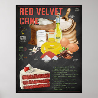 Red Velvet Cake Rezept Chalkboard Küche Poster