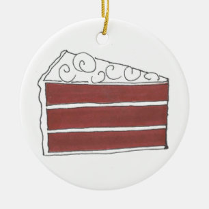 Red Velvet Cake Slice Soul Food Dessert Keramik Ornament