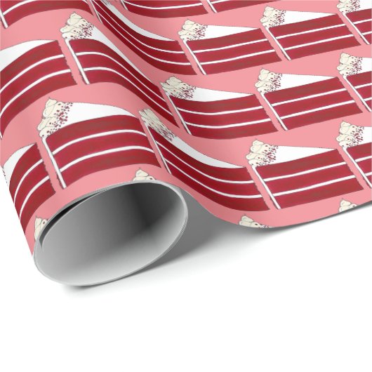 Red Velvet Cake Slice Südliche Bäckerei - Nachspei Geschenkpapier (Rolleneckpunkt)