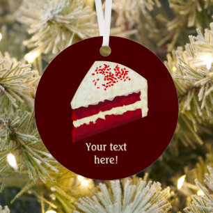 Red Velvet Cake Slide mit Zuckerguss - Text hinzuf Ornament Aus Metall