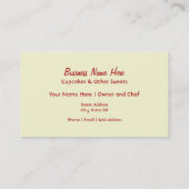 Red Velvet Cupcake Business Card Visitenkarte (Rückseite)