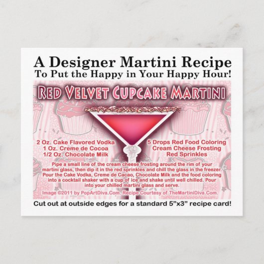 Red Velvet Cupcake Martini Rezept Postkarte (Vorderseite)