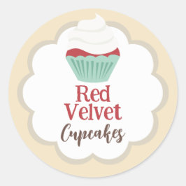 Red Velvet Cupcake Scallop Label Runder Aufkleber