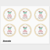 Red Velvet Cupcake Scallop Label Runder Aufkleber (Blatt)