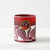 RED VELVET DAMASK TULIP MONOGRAM Burgund White Tasse (Zentrum)