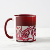 RED VELVET DAMASK TULIP MONOGRAM Burgund White Tasse (Links)