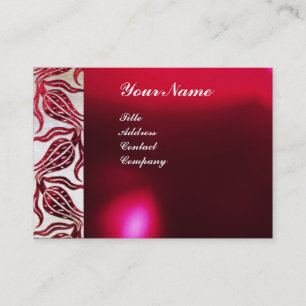 RED VELVET DAMASK TULIP MONOGRAM Burgund White Visitenkarte