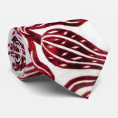 RED VELVET DAMASK TULIPS , Burgund White Krawatte (Gerollt)