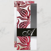 RED VELVET DAMASK TULIPS MONOGRAM Burgund Gold Einladung (Vorne/Hinten)