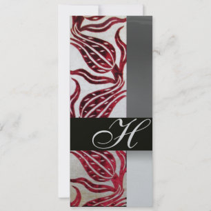 RED VELVET DAMASK TULIPS MONOGRAM Burgund Silber Einladung