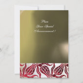 RED VELVET DAMASK TULIPS MONOGRAM Burgund White Einladung (Rückseite)