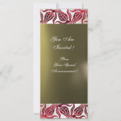 RED VELVET DAMASK TULIPS MONOGRAM Burgund White Einladung (Rückseite)