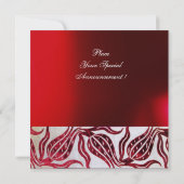 RED VELVET DAMASK TULIPS MONOGRAM Burgund White Einladung (Rückseite)