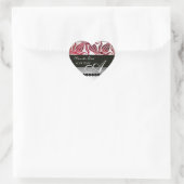 RED VELVET DAMASK TULIPS MONOGRAM Burgund White Herz-Aufkleber (Tasche)