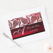 RED VELVET DAMASK TULIPS MONOGRAM Burgund White Rechteckiger Aufkleber (Umschlag)