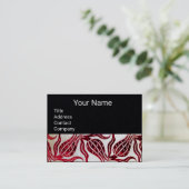 RED VELVET DAMASK TULIPS MONOGRAMM Black Paper Visitenkarte (Stehend Vorderseite)