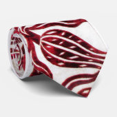 RED VELVET DAMASK TULIPS ,Ruby Burgundy White Krawatte (Gerollt)